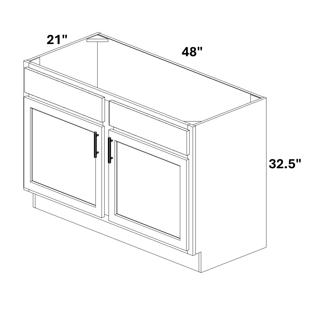Vanity Sink Base - 32.5 Tall (2 Door w/ Stile 2 Drawer Fronts)