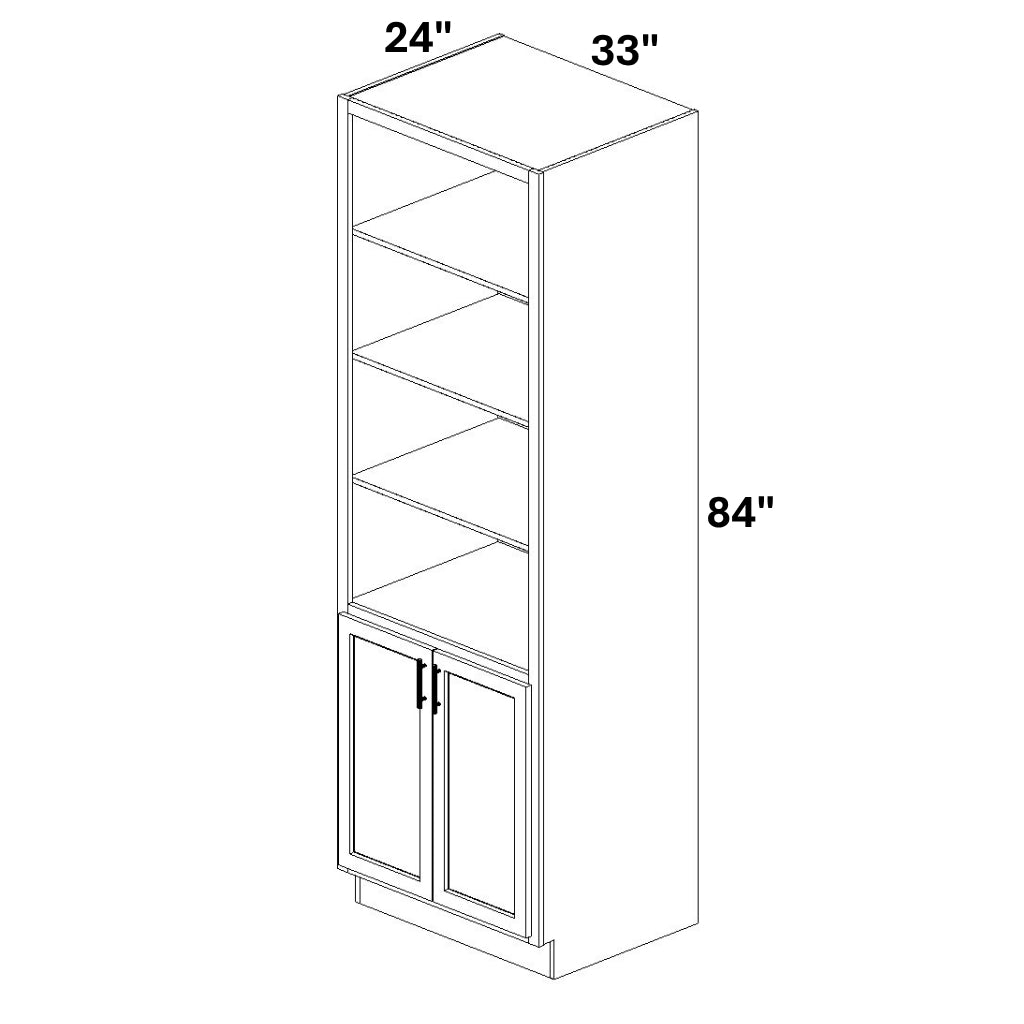 Book Case Cabinet with 2 Full Height doors at bottom