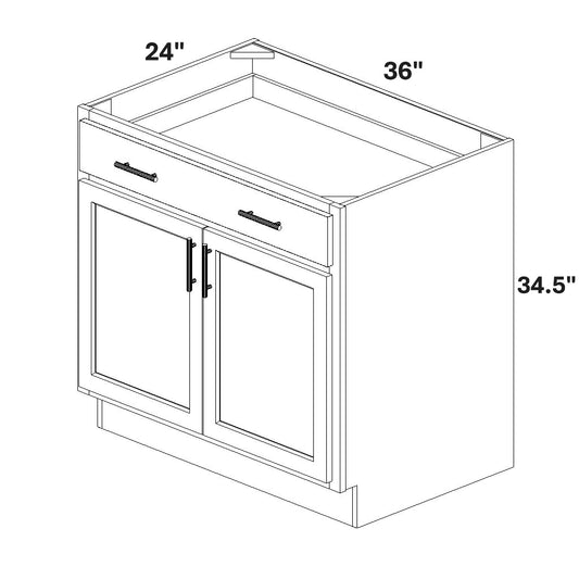 Base 2 Butt Doors / 1 Drawer w/ 2 ROTs