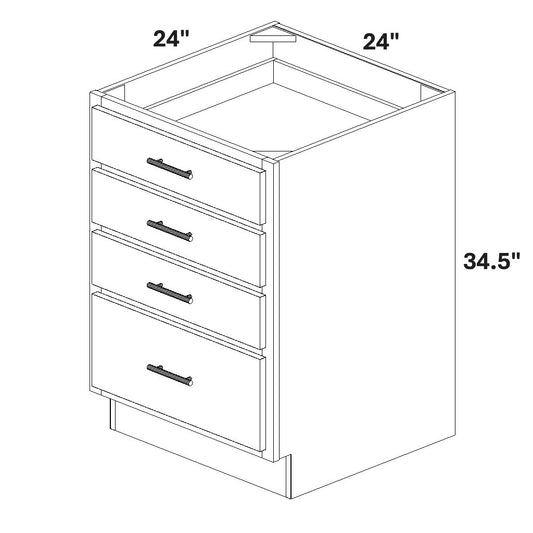24" Base Cabinet with 4 Drawers