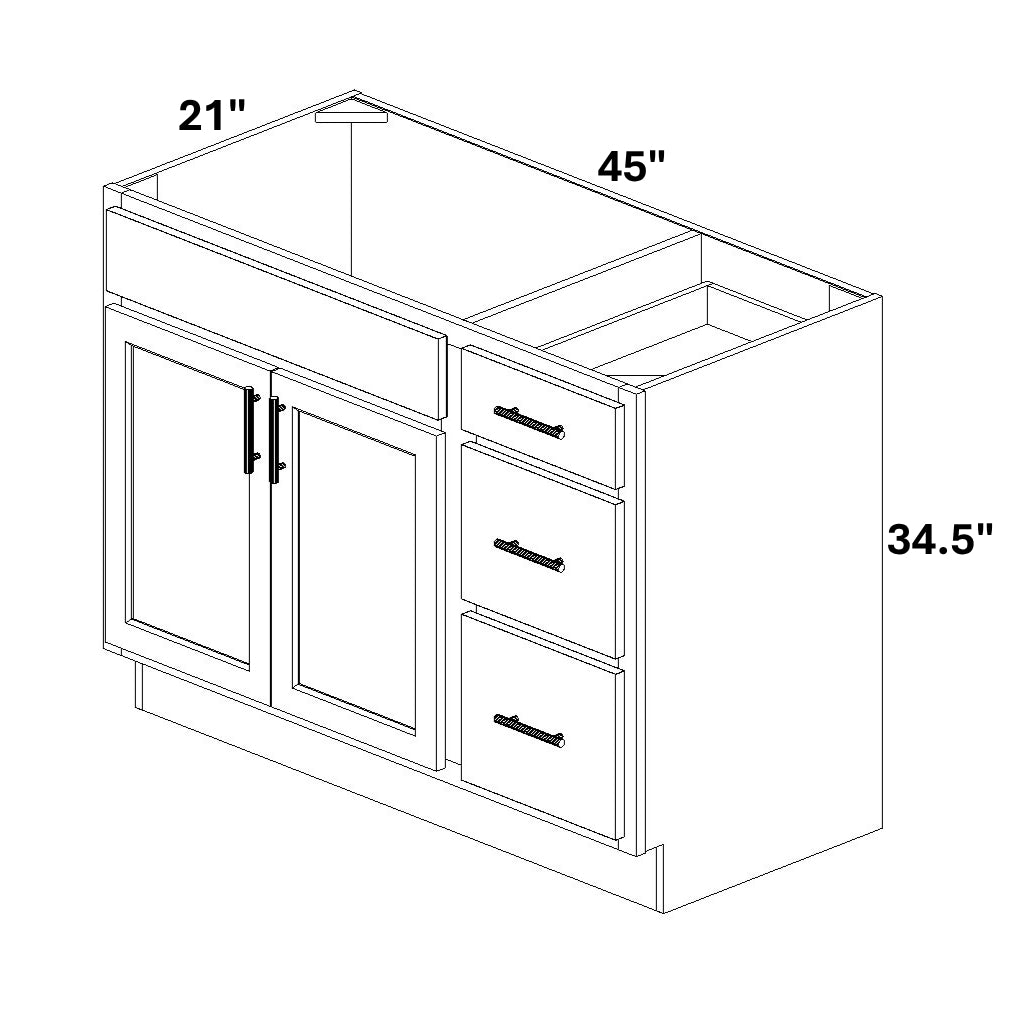 Vanity Sink Base with 3 Drawer Stack
