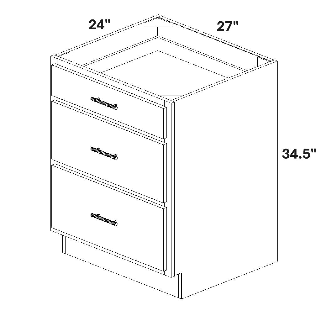 27" Base Cabinet with 3 Drawers