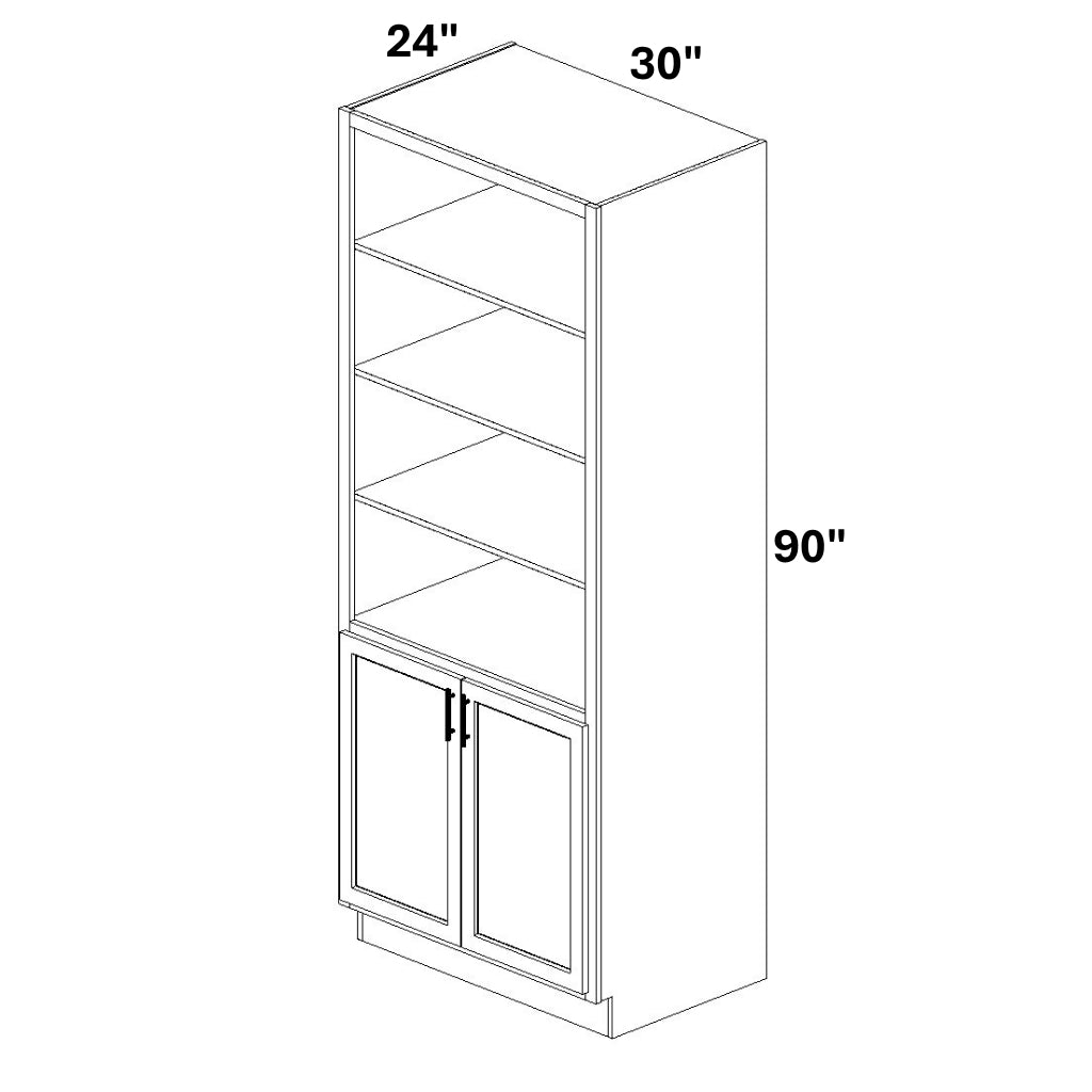 Book Case Cabinet with 2 Full Height doors at bottom