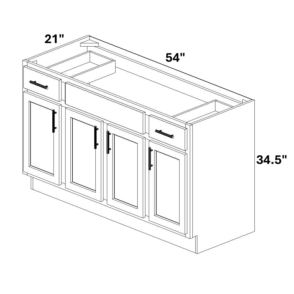 Combination Vanity (2 Top Drawers - 1 False Front - 4 Doors with Stile)
