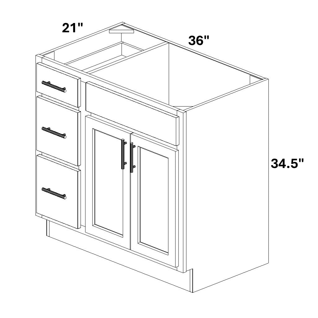 Vanity Sink Base with 3 Drawer Stack