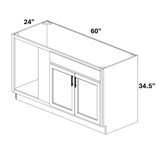 Sink Base Blind 2 Butt Doors / 1 False Drawer
