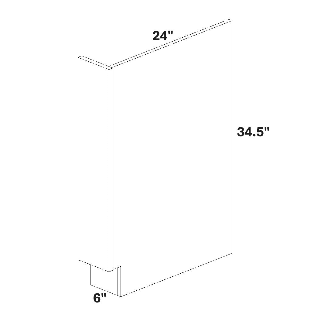 6" Wide Dishwasher End Panel for Right Side of Dishwasher