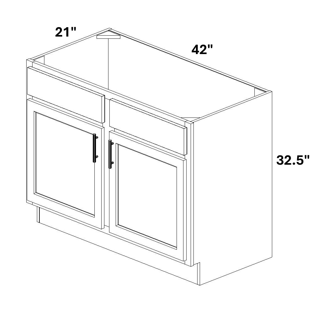 Vanity Sink Base - 32.5 Tall (2 Door w/ Stile 2 Drawer Fronts)