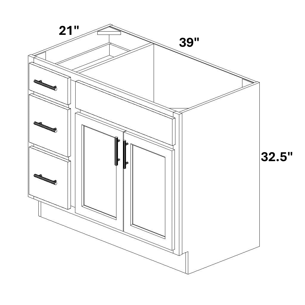 Vanity Sink Base with 3 Drawer Stack