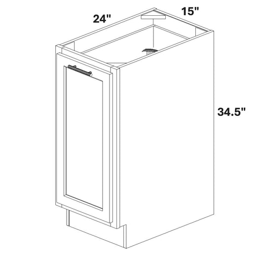 Base Single Full Height Door with Trashcan Pullout (soft close hardware not available)