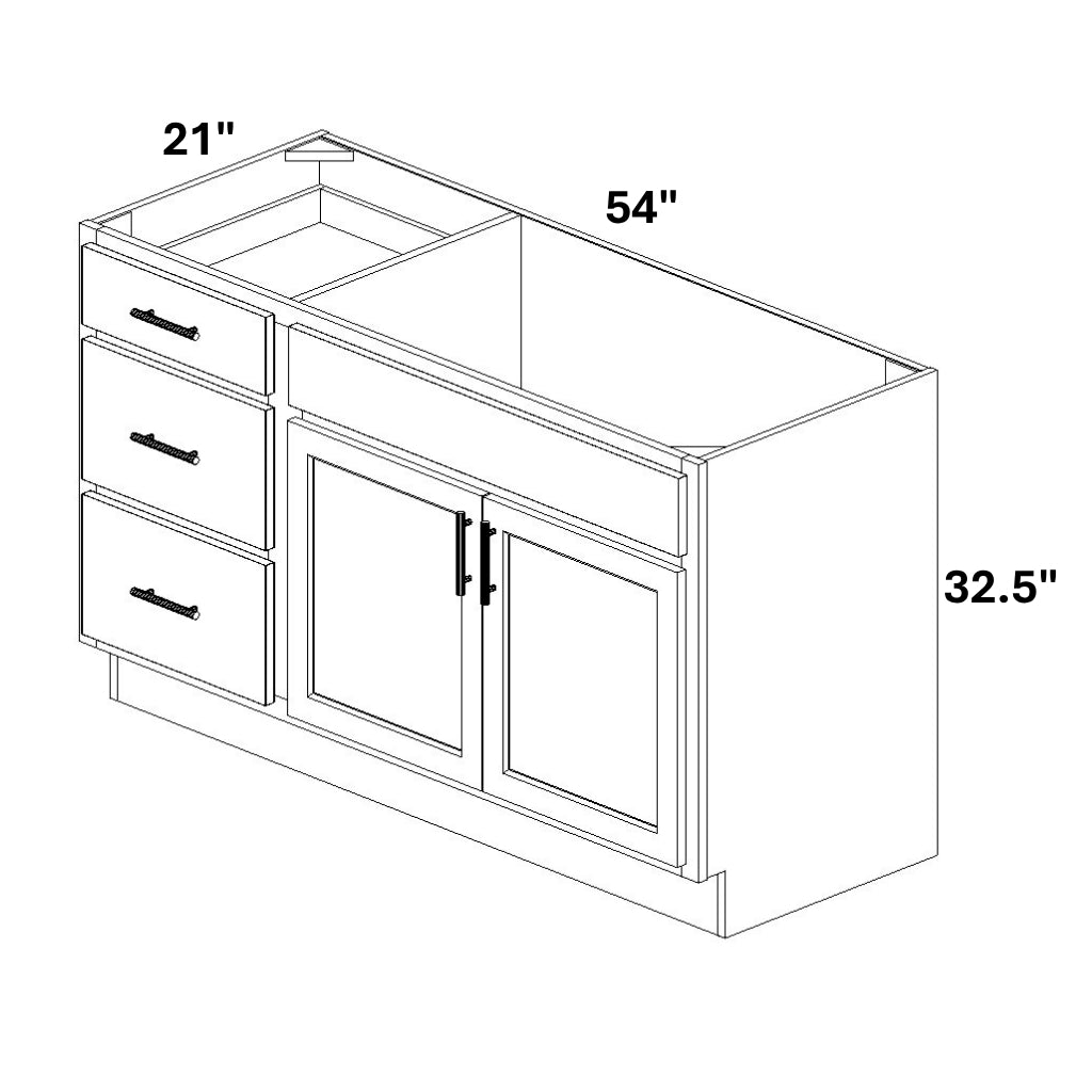 Vanity Sink Base with 3 Drawer Stack