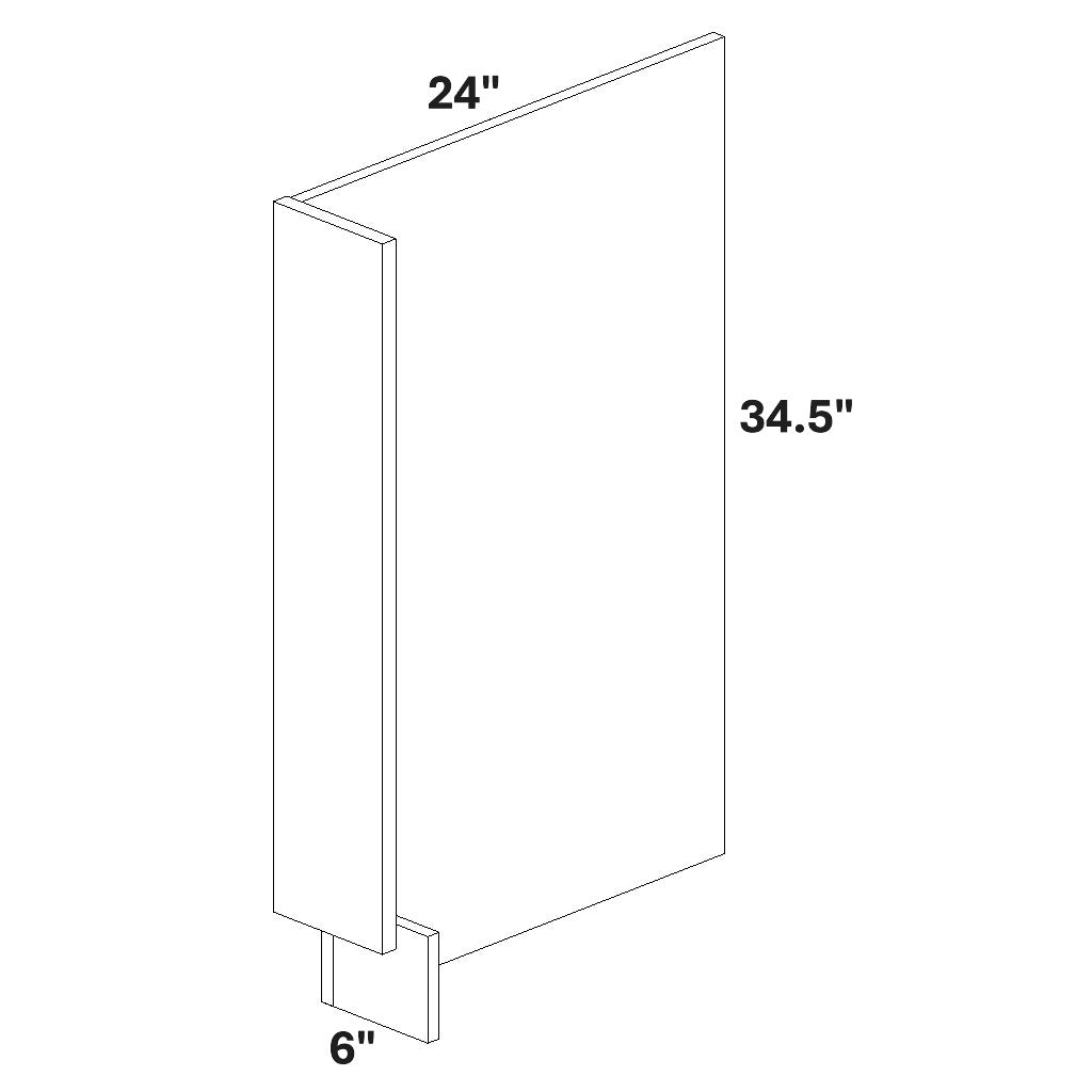 6" Wide Dishwasher End Panel for Left Side of Dishwasher