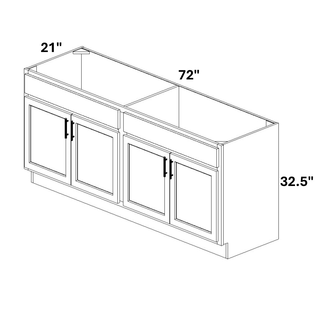 Vanity Sink Base - 32.5 Tall (4 Doors / 2 Drawer Fronts)