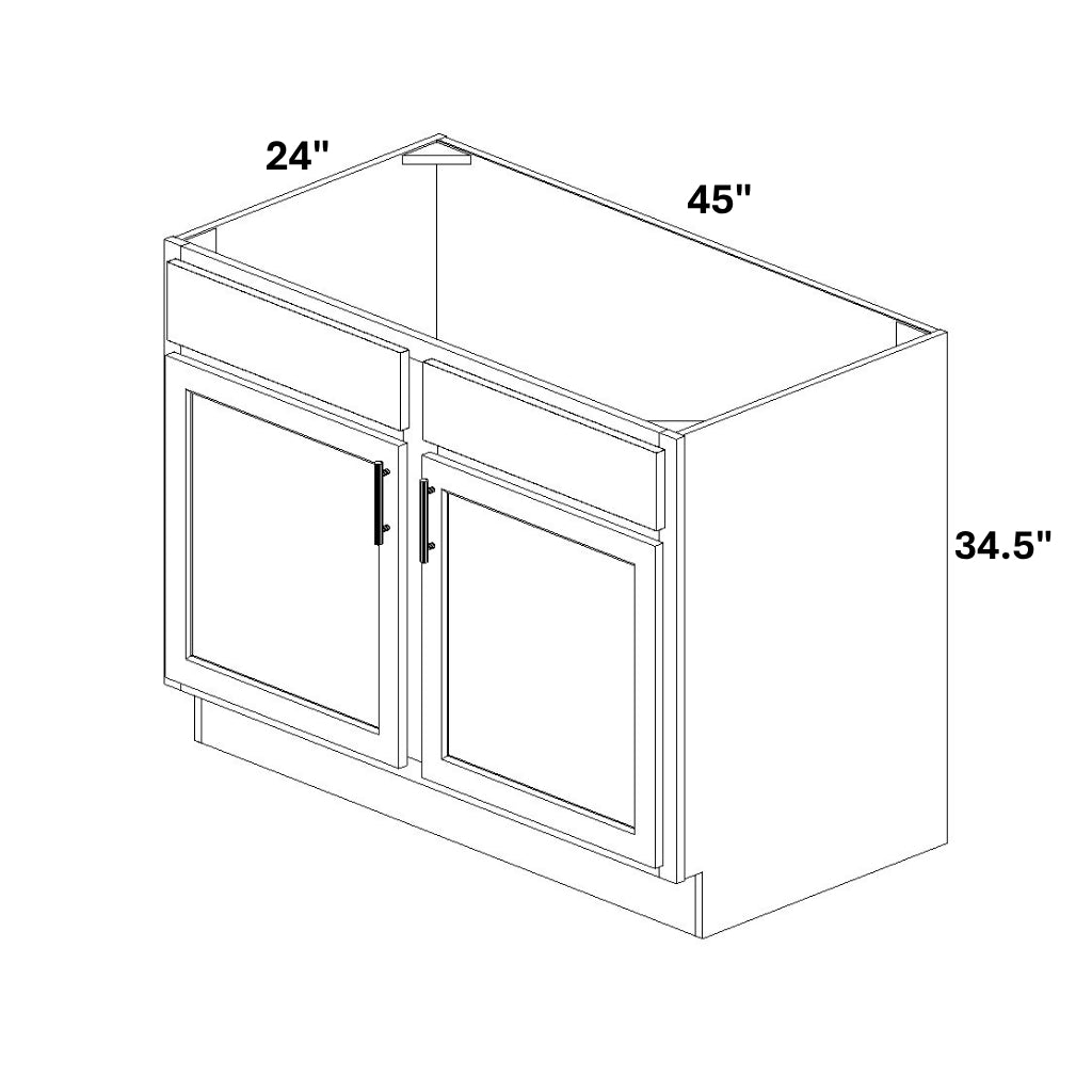 Sink Base 2 Door / 2 False Drawer Front with Stile