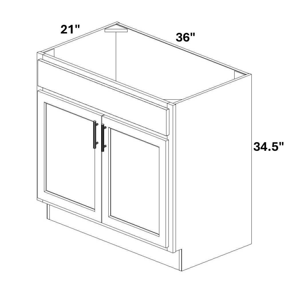 Vanity Sink Base - 34.5 Tall (2 Butt Door 1 Drawer Front)