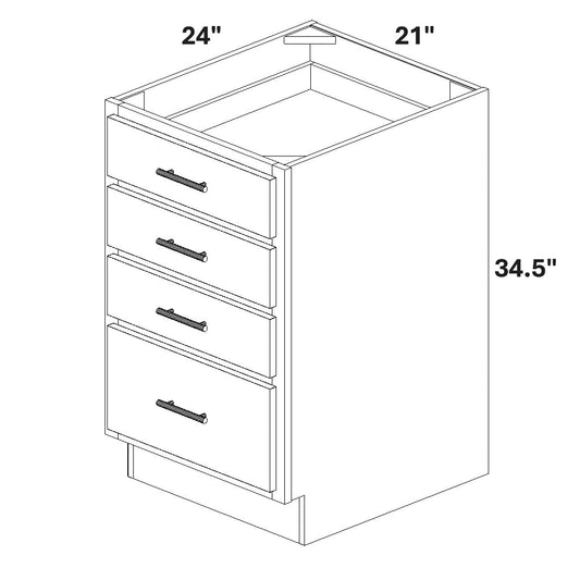 21" Base Cabinet with 4 Drawers