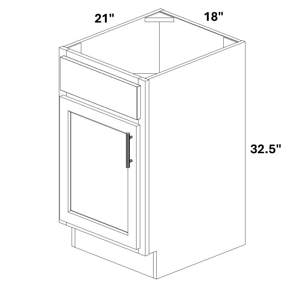 Vanity Sink Base - 32.5 Tall (Single Door Single Drawer Front)