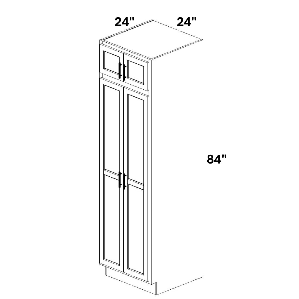 Pantry Cabinet Double Doors Top and Bottom - 72 Configuration