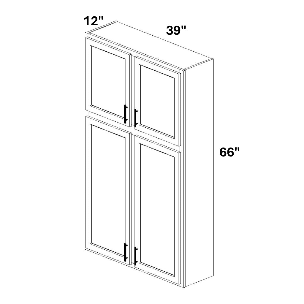 2 Door 24 over 42 Stacked Wall Cabinet w/ Stile