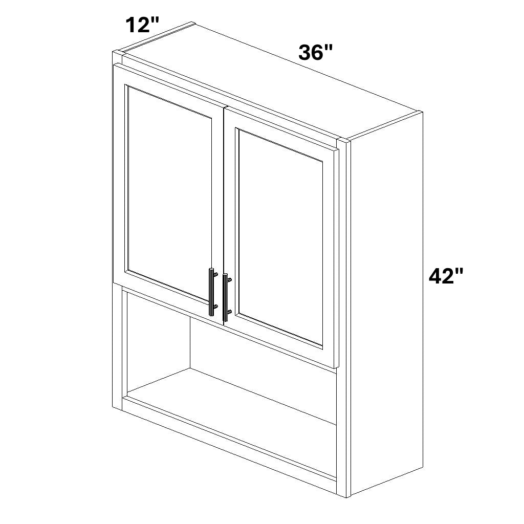 Wall Cabinet with Open Shelf at bottom