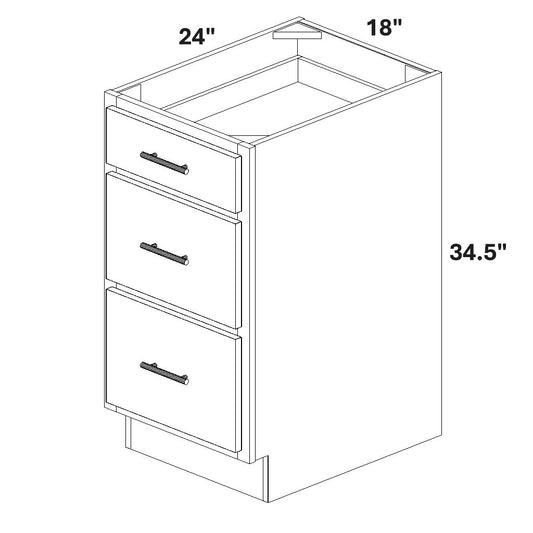 18" Base Cabinet with 3 Drawers