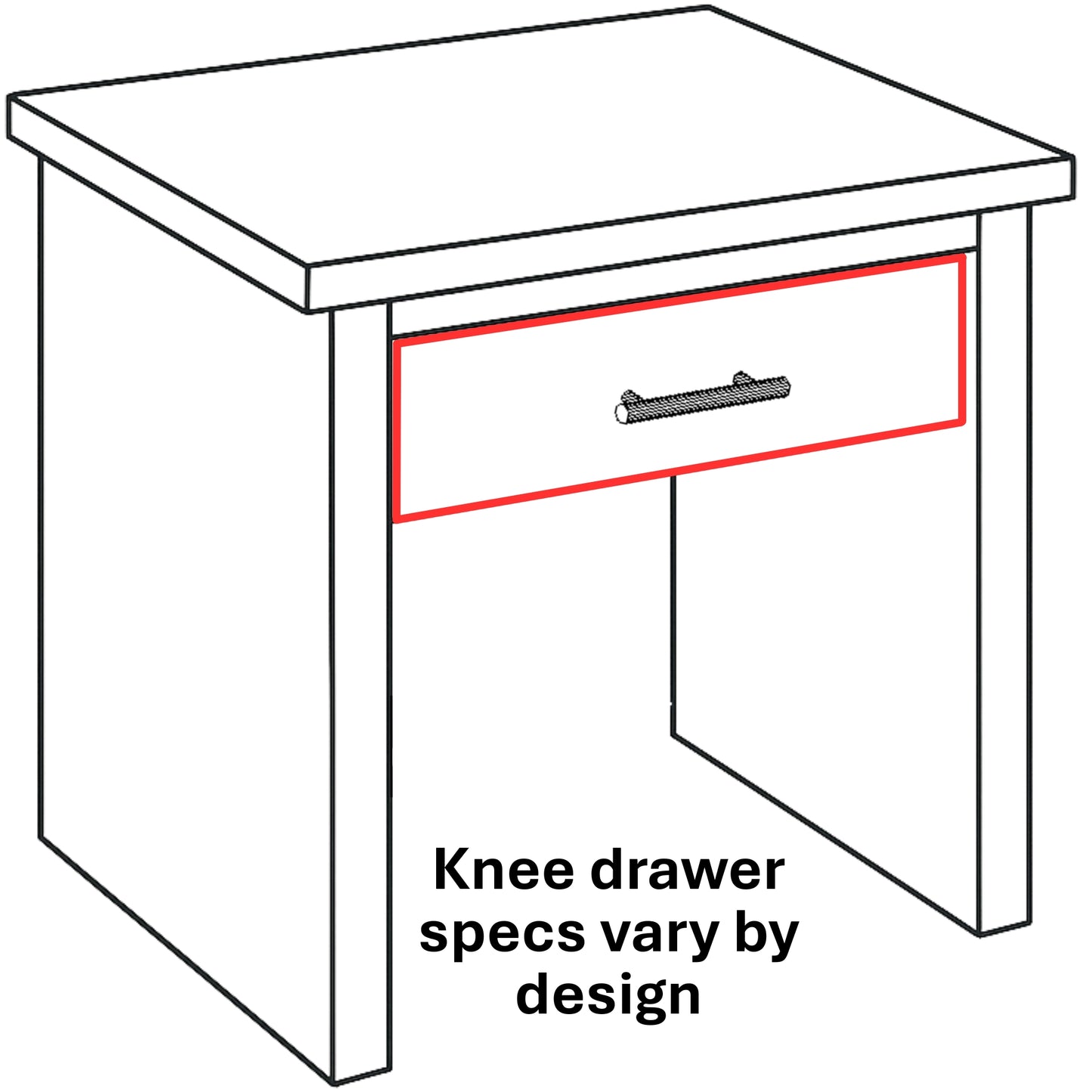 Kitchen Knee Drawer 36" Trimmable to 24"