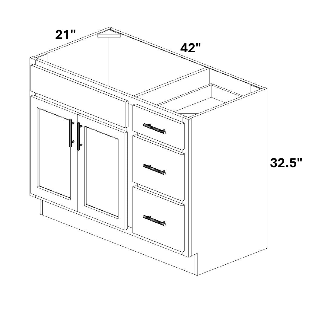 Vanity Sink Base with 3 Drawer Stack