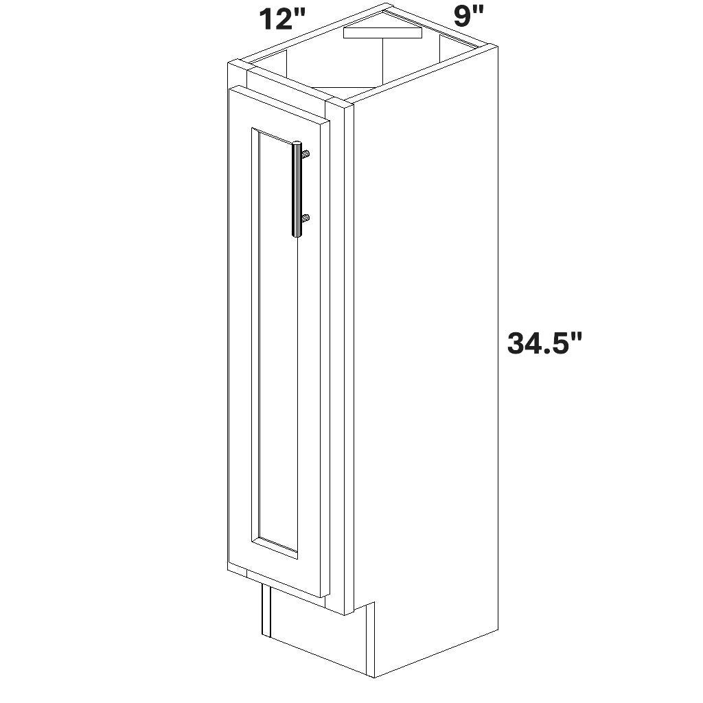 Base Single Full Height Door (No Shelf) 12 Deep