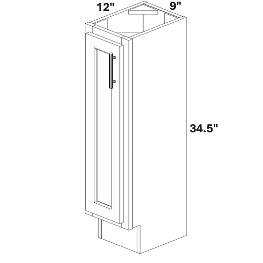 Base Single Full Height Door (No Shelf) 12 Deep