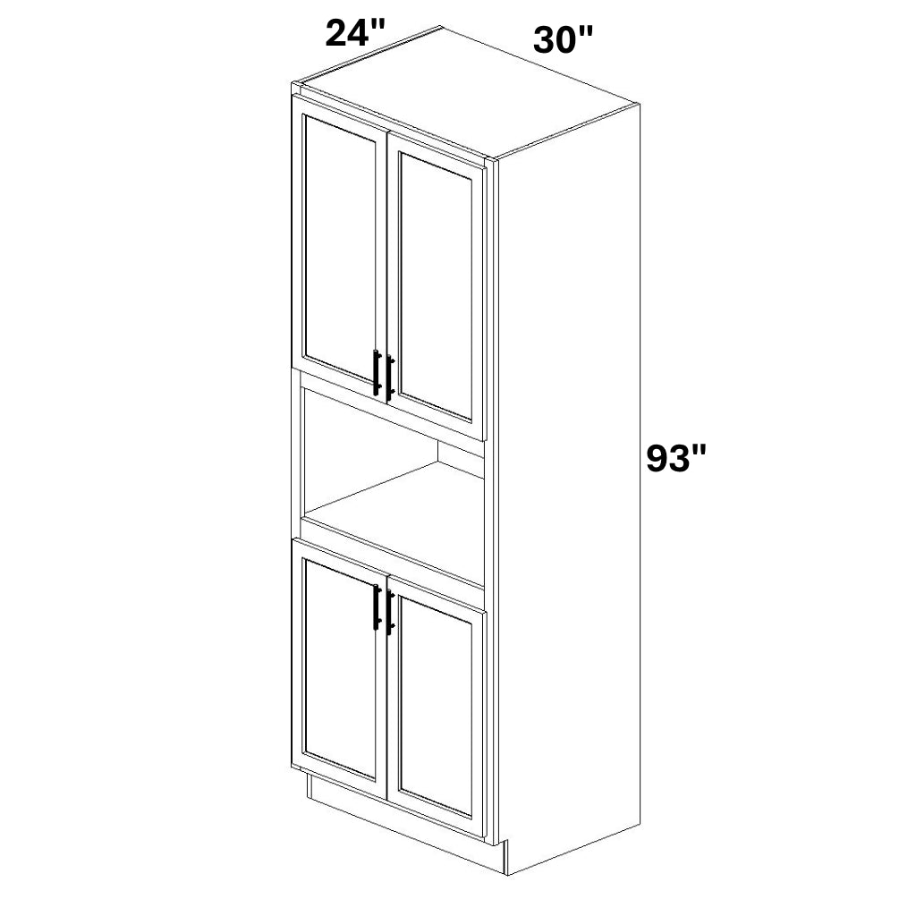Tall Pantry Cabinet with Microwave Opening Doors @ top and bottom